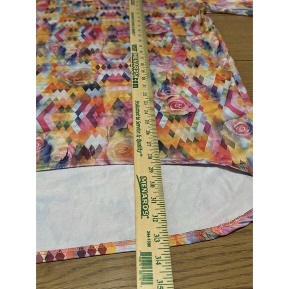 LulaRoe Irma Size XS Floral Print Hi- Low Top Stretch Colorful Loungewear Preppy - Picture 7 of 8